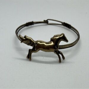 Burnished Gold Horse Bangle Bracelet